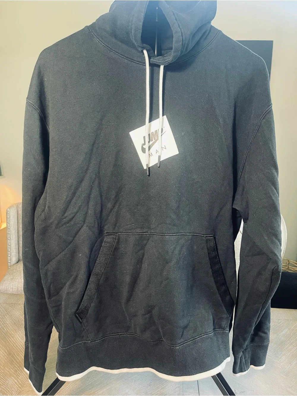 Jordan Nike Black Pullover Hoodie with White Square Logo Air Jordan